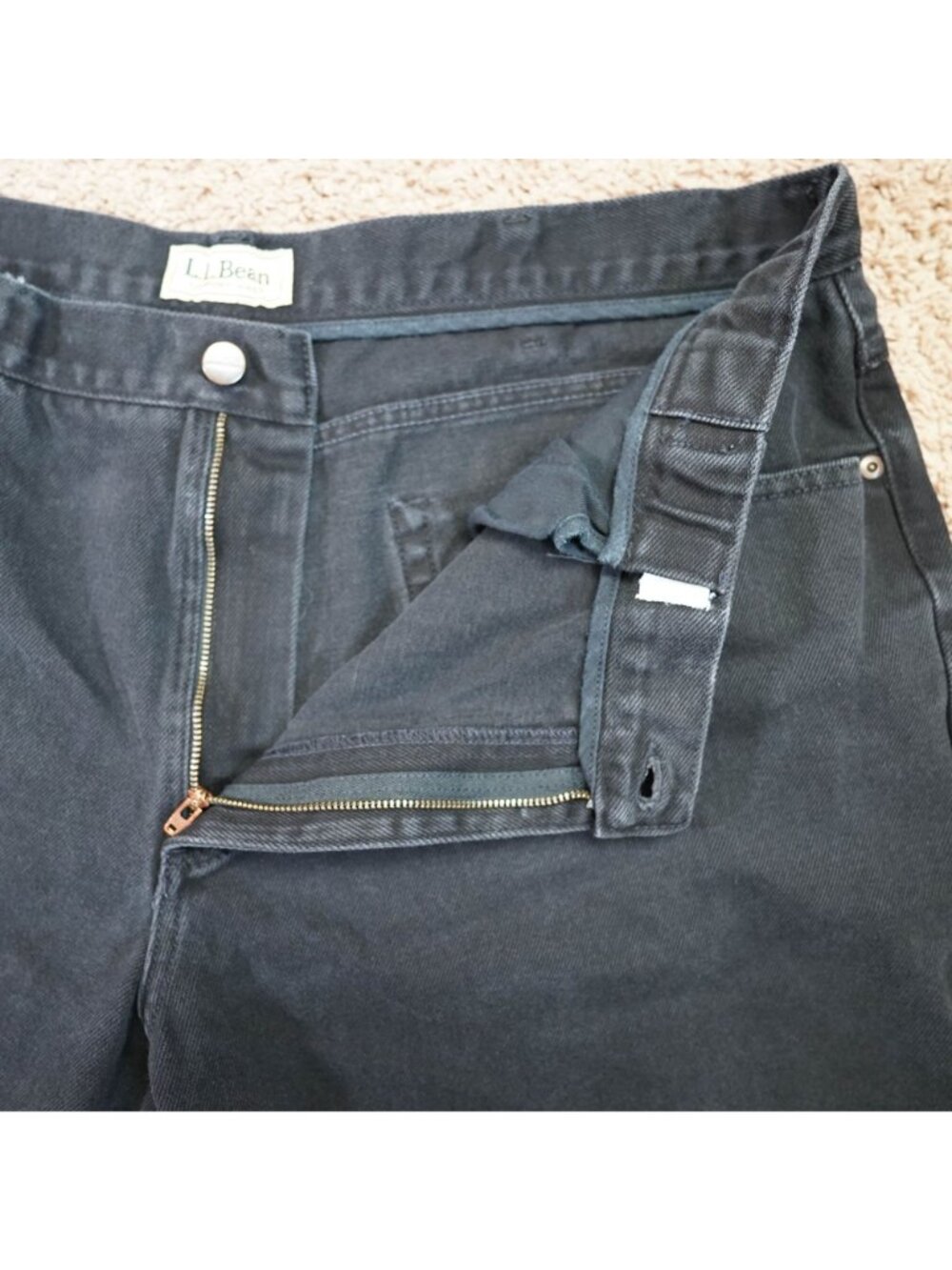 LL Bean Comfort Waist Jeans Mens Tag 42x29 Act 40x28 Black Straight Leg Denim - Picture 4 of 10
